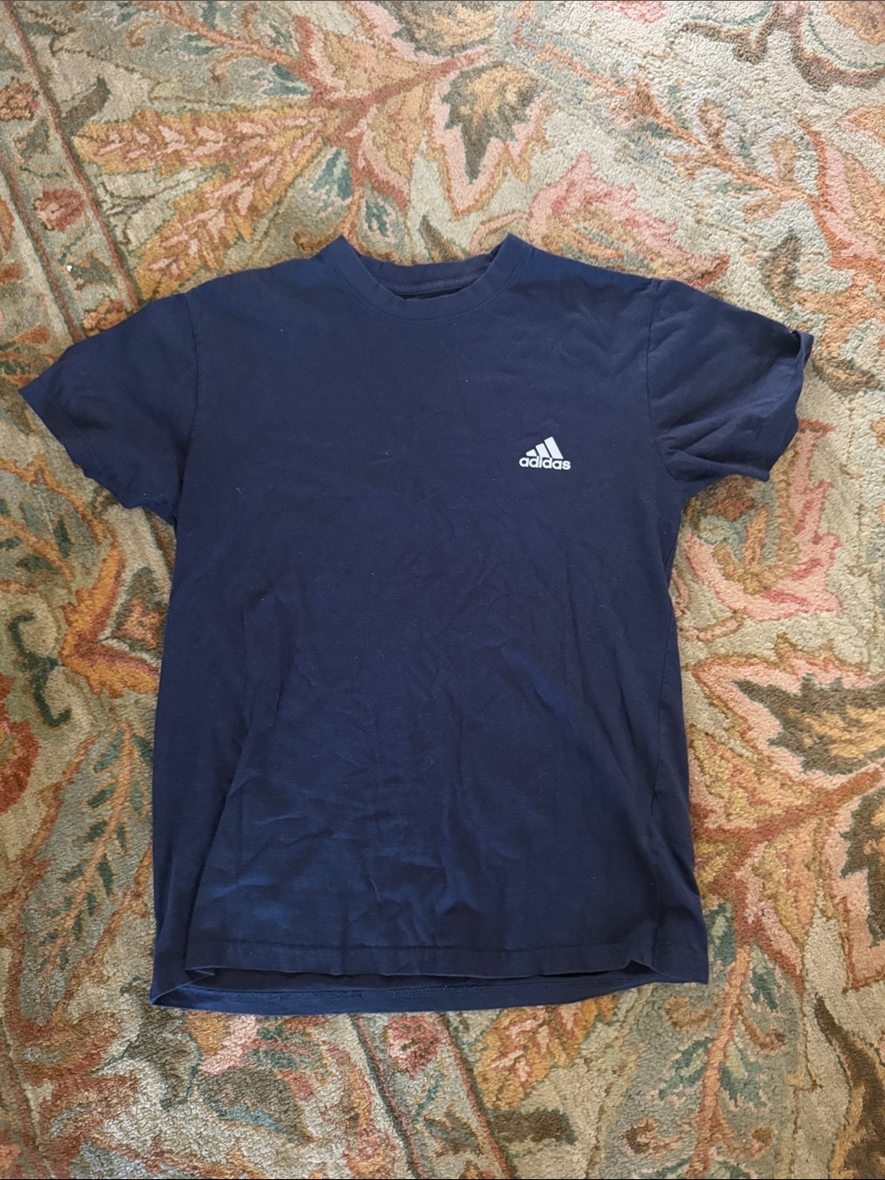 adidas Navy Short Sleeve Crew Neck Tee with White Logo